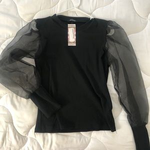 NWT BooHoo Puff Sleeve Ribbed Shirt - UK16